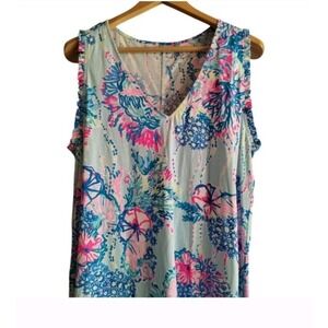 Lilly Pulitzer Aron Swing Dress Womens XL Beach You To It Sleeveless Tropical